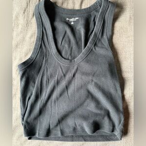Abercrombie & Fitch Black Ribbed Cropped Tank Top